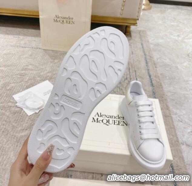 Shop Cheap Alexander McQueen Oversized Sneakers with Stone-embossed Heel White/Cream White 614090