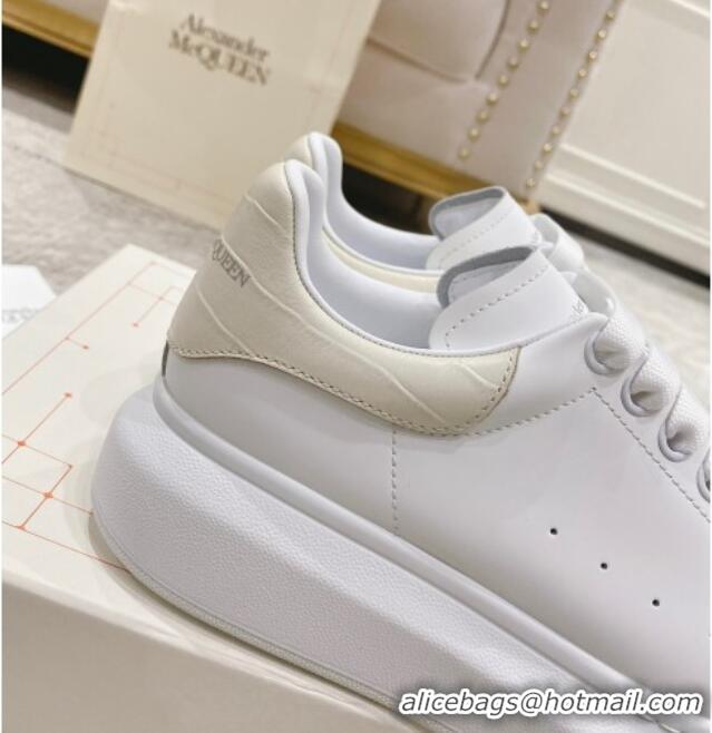 Shop Cheap Alexander McQueen Oversized Sneakers with Stone-embossed Heel White/Cream White 614090