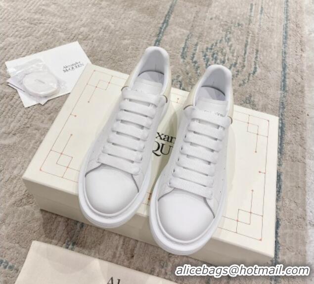 Shop Cheap Alexander McQueen Oversized Sneakers with Stone-embossed Heel White/Cream White 614090