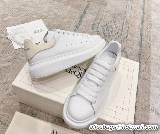 Shop Cheap Alexander McQueen Oversized Sneakers with Stone-embossed Heel White/Cream White 614090