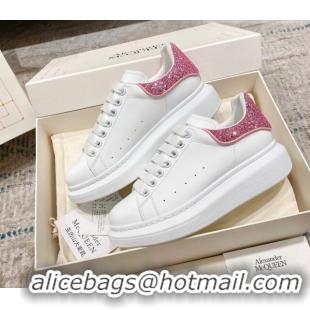 Best Price Alexander McQueen Oversized Sneakers with Glitter Heel White/Pink 614093