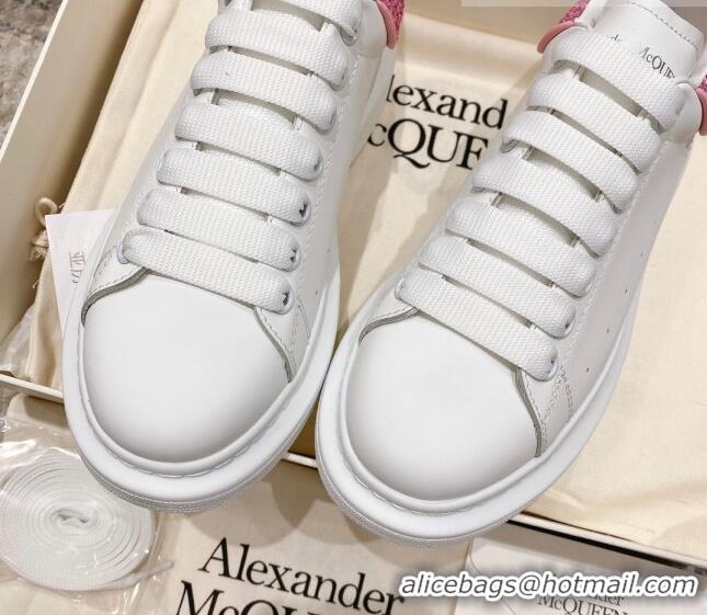 Best Price Alexander McQueen Oversized Sneakers with Glitter Heel White/Pink 614093