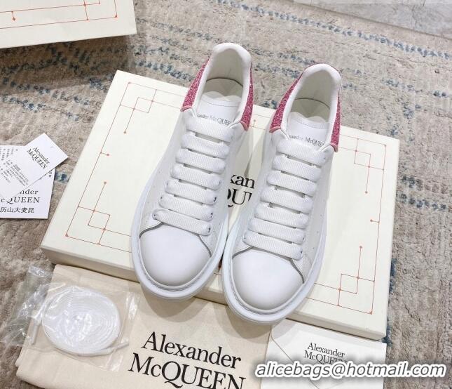 Best Price Alexander McQueen Oversized Sneakers with Glitter Heel White/Pink 614093