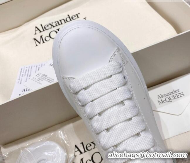 Unique Style Alexander McQueen Oversized Sneakers with Glitter Heel White/Silver 614094