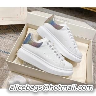 Good Looking Alexander McQueen Oversized Sneakers with Glitter Heel White/Multicolor 614096