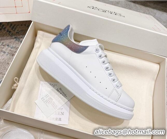 Good Looking Alexander McQueen Oversized Sneakers with Glitter Heel White/Multicolor 614096