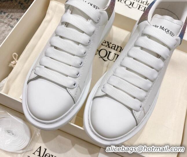 Good Looking Alexander McQueen Oversized Sneakers with Glitter Heel White/Multicolor 614096