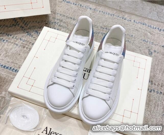 Good Looking Alexander McQueen Oversized Sneakers with Glitter Heel White/Multicolor 614096