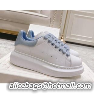 Purchase Alexander McQueen Oversized Sneakers with Patent Leather Heel White/Ice Blue 614097