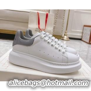 Buy Luxury Alexander McQueen Oversized Sneakers with Patent Leather Heel White/Grey 614098