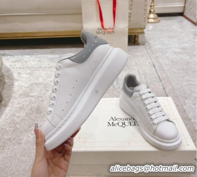 Buy Luxury Alexander McQueen Oversized Sneakers with Patent Leather Heel White/Grey 614098