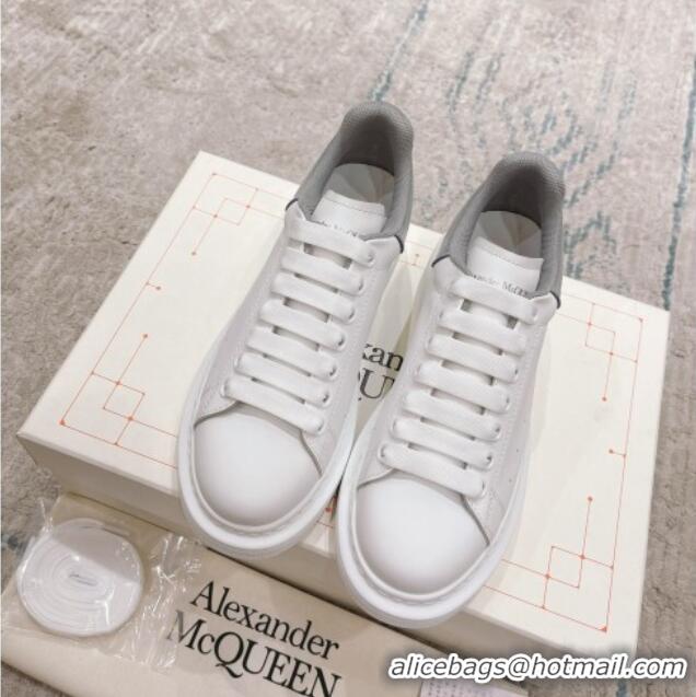 Buy Luxury Alexander McQueen Oversized Sneakers with Patent Leather Heel White/Grey 614098