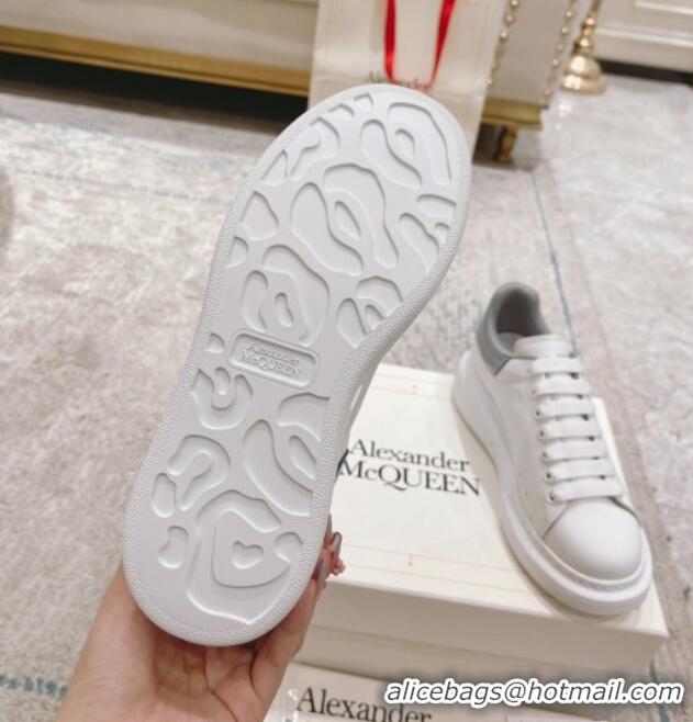 Buy Luxury Alexander McQueen Oversized Sneakers with Patent Leather Heel White/Grey 614098