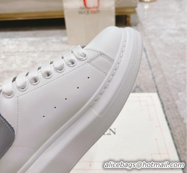 Buy Luxury Alexander McQueen Oversized Sneakers with Patent Leather Heel White/Grey 614098