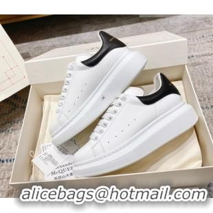 Most Popular Alexander McQueen Oversized Sneakers with Calf Leather Heel White/Black 614099