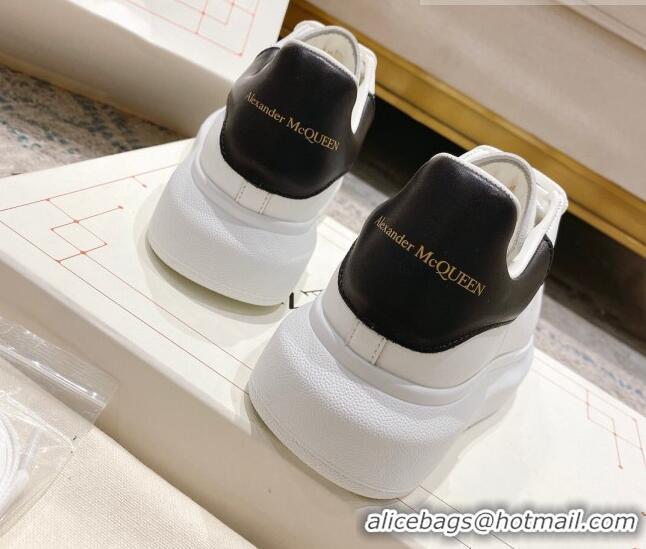 Most Popular Alexander McQueen Oversized Sneakers with Calf Leather Heel White/Black 614099