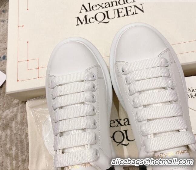 Most Popular Alexander McQueen Oversized Sneakers with Calf Leather Heel White/Black 614099