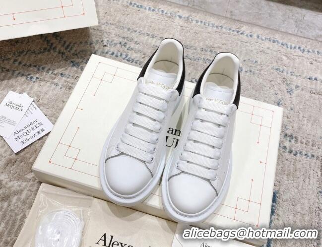 Most Popular Alexander McQueen Oversized Sneakers with Calf Leather Heel White/Black 614099