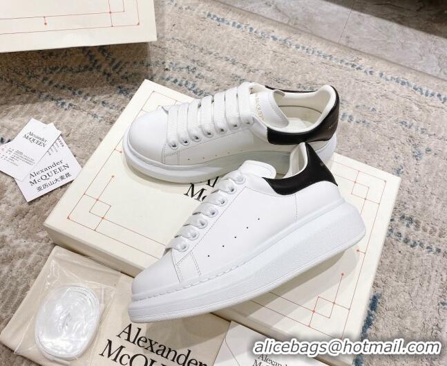 Most Popular Alexander McQueen Oversized Sneakers with Calf Leather Heel White/Black 614099