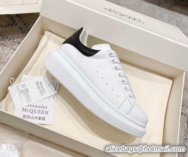 Most Popular Alexander McQueen Oversized Sneakers with Calf Leather Heel White/Black 614099