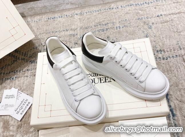 Most Popular Alexander McQueen Oversized Sneakers with Calf Leather Heel White/Black 614099