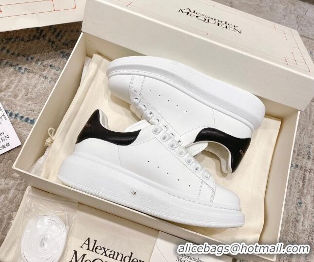 Most Popular Alexander McQueen Oversized Sneakers with Calf Leather Heel White/Black 614099