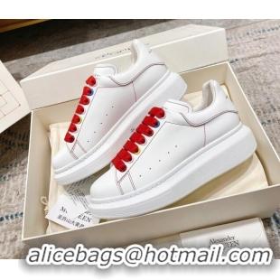 Good Taste Alexander McQueen Oversized Sneakers with Calf Leather Heel White/Red 614100