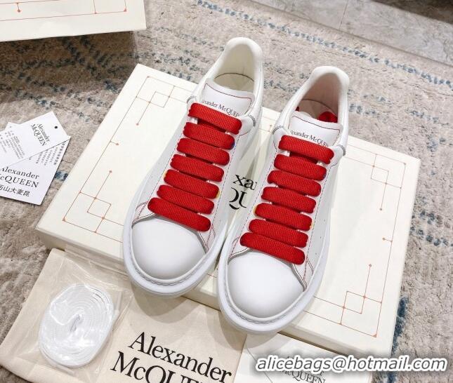 Good Taste Alexander McQueen Oversized Sneakers with Calf Leather Heel White/Red 614100