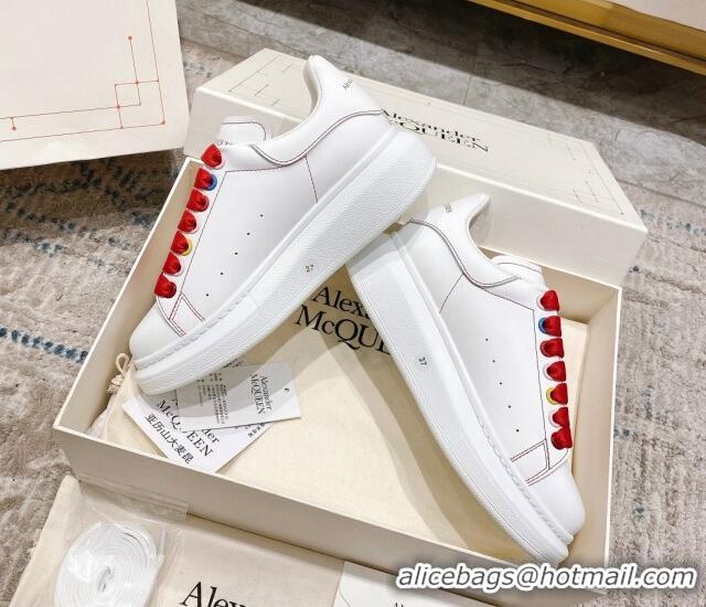 Good Taste Alexander McQueen Oversized Sneakers with Calf Leather Heel White/Red 614100