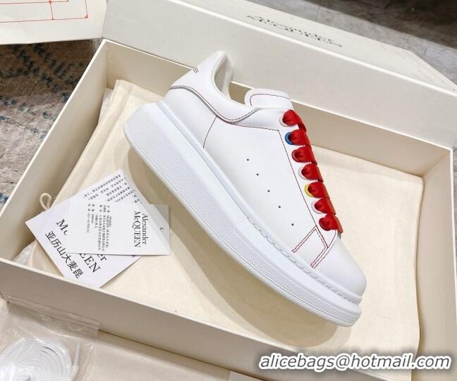 Good Taste Alexander McQueen Oversized Sneakers with Calf Leather Heel White/Red 614100