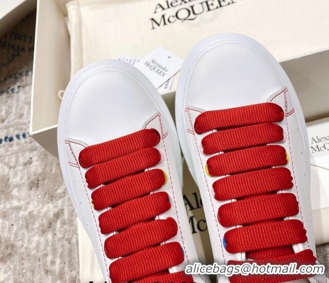 Good Taste Alexander McQueen Oversized Sneakers with Calf Leather Heel White/Red 614100