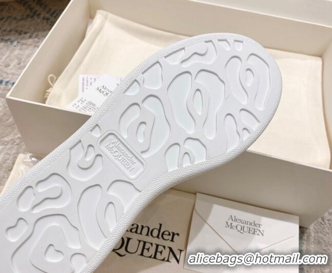 Perfect Alexander McQueen Oversized Sneakers with Calf Leather Heel White/Gunmetal 614102