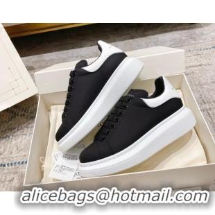 Beautiful Alexander McQueen Oversized Sneakers with Calf Leather Heel White/Black 614106