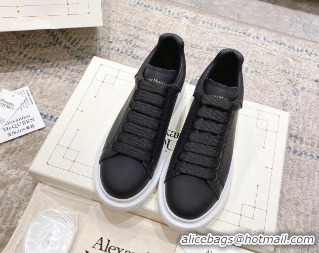 Lower Price Alexander McQueen Oversized Sneakers with Calf Leather Heel White/Black 614107