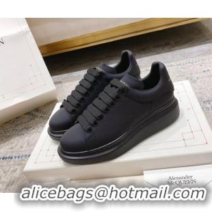 Best Price Alexander McQueen Oversized Sneakers with Calf Leather Heel All Black 614108