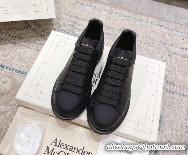 Best Price Alexander McQueen Oversized Sneakers with Calf Leather Heel All Black 614108