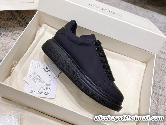 Best Price Alexander McQueen Oversized Sneakers with Calf Leather Heel All Black 614108