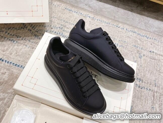 Best Price Alexander McQueen Oversized Sneakers with Calf Leather Heel All Black 614108