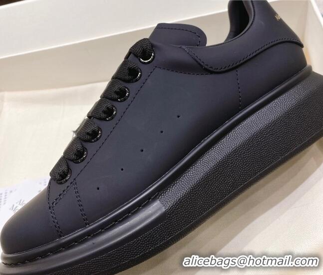 Best Price Alexander McQueen Oversized Sneakers with Calf Leather Heel All Black 614108