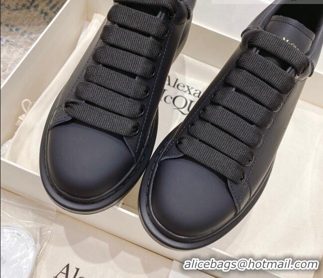 Best Price Alexander McQueen Oversized Sneakers with Calf Leather Heel All Black 614108