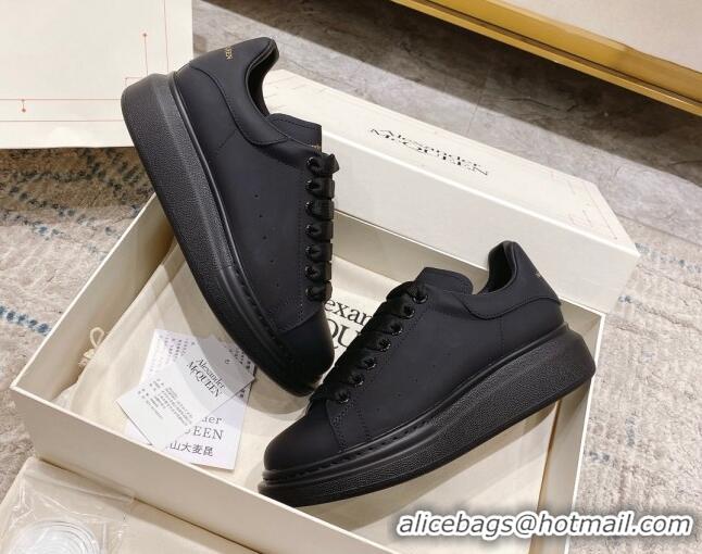 Best Price Alexander McQueen Oversized Sneakers with Calf Leather Heel All Black 614108