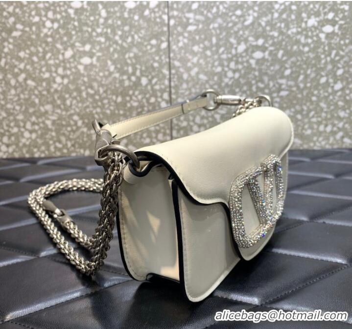 Inexpensive VALENTINO GARAVANI MINI LOCO Calf leather Shoulder Bag 1W2B0K White