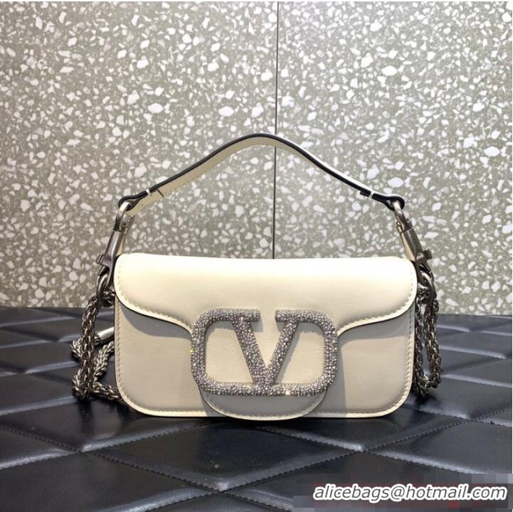 Inexpensive VALENTINO GARAVANI MINI LOCO Calf leather Shoulder Bag 1W2B0K White