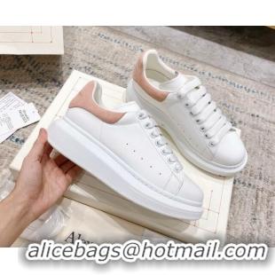 Top Quality Alexander McQueen Oversized Sneakers with Suede Heel White/Light Pink 614112