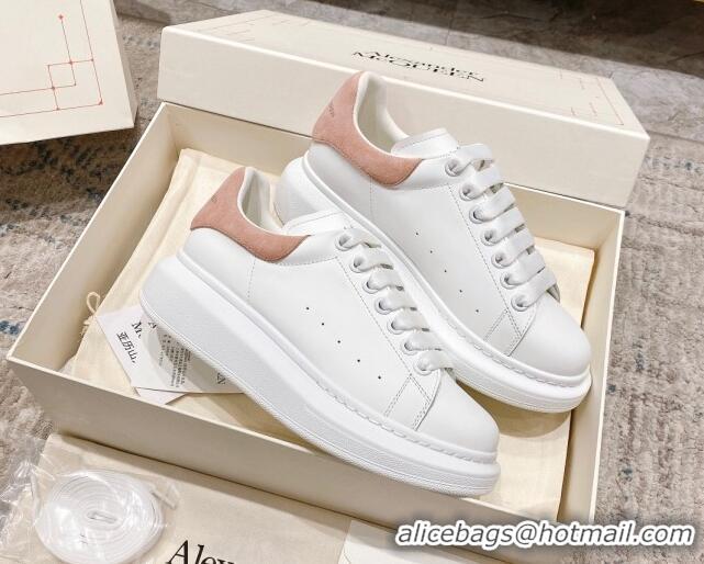 Top Quality Alexander McQueen Oversized Sneakers with Suede Heel White/Light Pink 614112