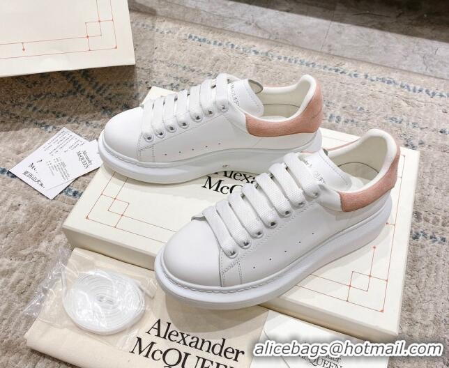 Top Quality Alexander McQueen Oversized Sneakers with Suede Heel White/Light Pink 614112