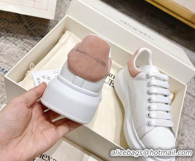 Top Quality Alexander McQueen Oversized Sneakers with Suede Heel White/Light Pink 614112