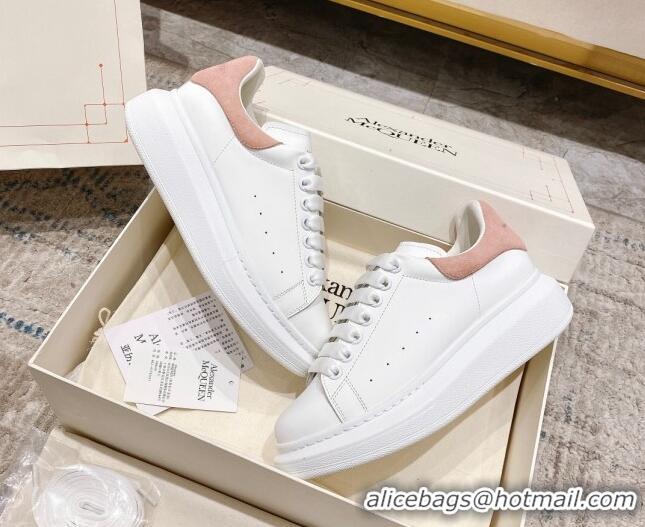 Top Quality Alexander McQueen Oversized Sneakers with Suede Heel White/Light Pink 614112