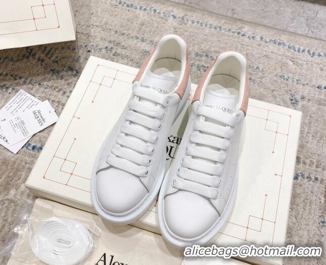 Top Quality Alexander McQueen Oversized Sneakers with Suede Heel White/Light Pink 614112