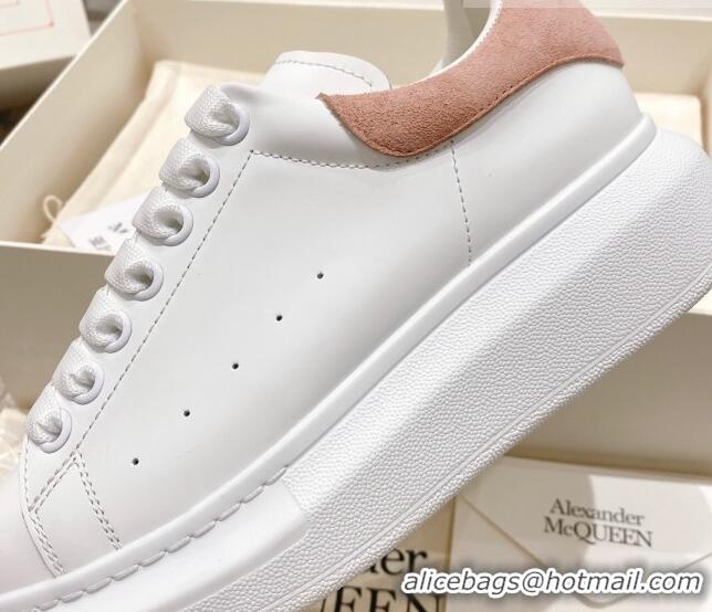 Top Quality Alexander McQueen Oversized Sneakers with Suede Heel White/Light Pink 614112